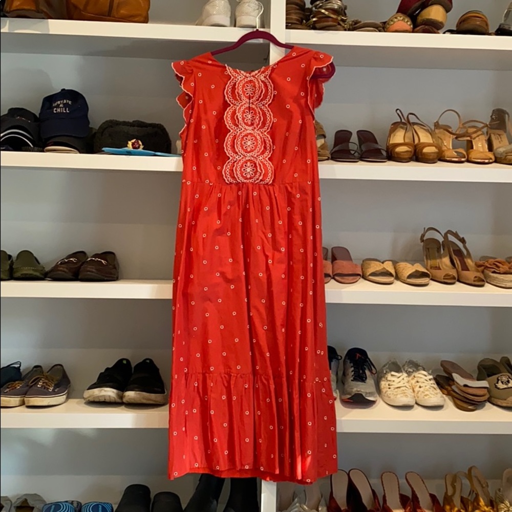 Boden Red Midi Cotton Dress
